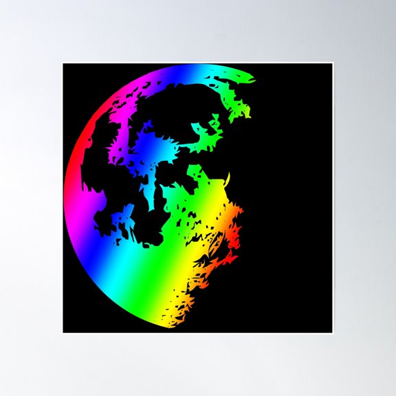 Rainbow Moon Silhouette Poster Wall Art, Modern Wall Decor, 24x24 UNFRAMED