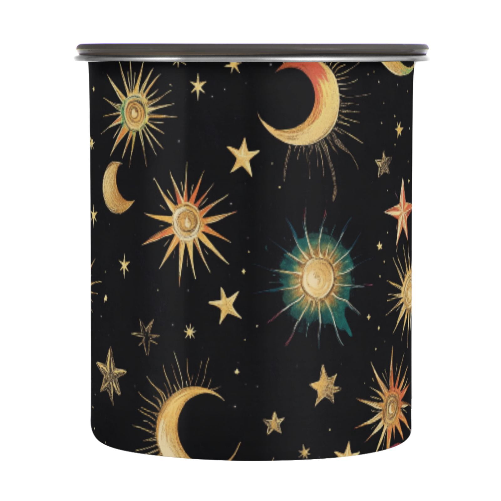 Rainbow Moon Star Sun Airtight Coffee Bean Canister 900 ml Food Storage Containers with Lids For Gournd, Tea, Sugar, Flour, Rice, Cereal, Candy Cookie Jar