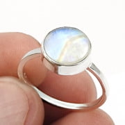 Rainbow MoonGemstone 925 Sterling Silver Cocktail Ring Women Gift Size 6