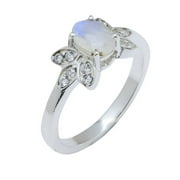 ANIKA JEWELLERS Rainbow MoonStones Natural Gemstones Handmade Rings Silver Paletd Rings