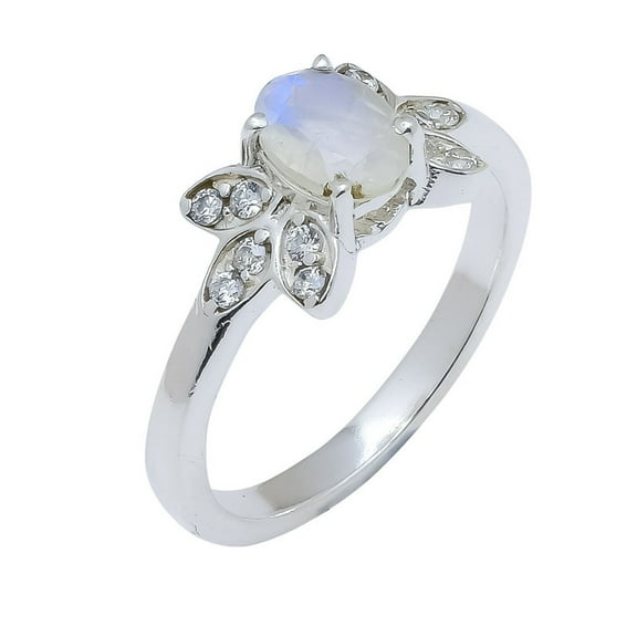 Rainbow MoonStones Natural Gemstones Handmade Rings Silver Paletd Rings