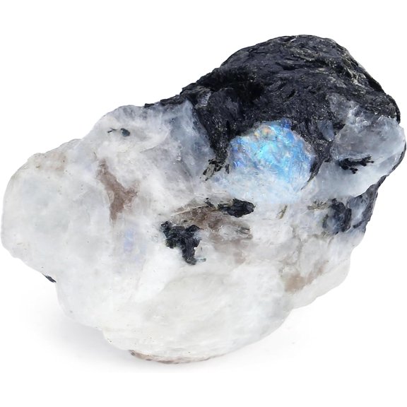 Rainbow Moonstone 1.8-2.2" Natural Raw Stones and Healing Crystals Large Labradorite Stone Rough Crystal Rocks for Tumbling Cabbing Polishing Fountain Rocks Decoration 1PCS