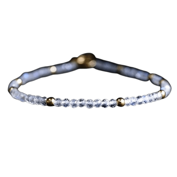Rainbow Moonstone 3mm Rondelle Shape Faceted Cut Beads 7 inch Gold Plated Clasp Bracelet for men, women, unisex. Link Chain Stacking Bracelet.|LINK_05713