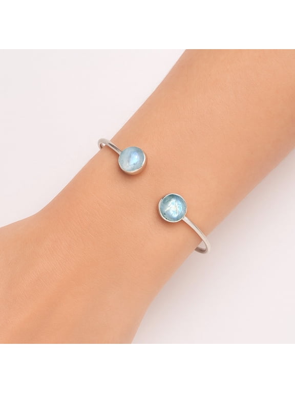Rainbow Moonstone 925 Sterling Silver Cuff Bangle Bracelet Jewelry B-1004 SDB5133