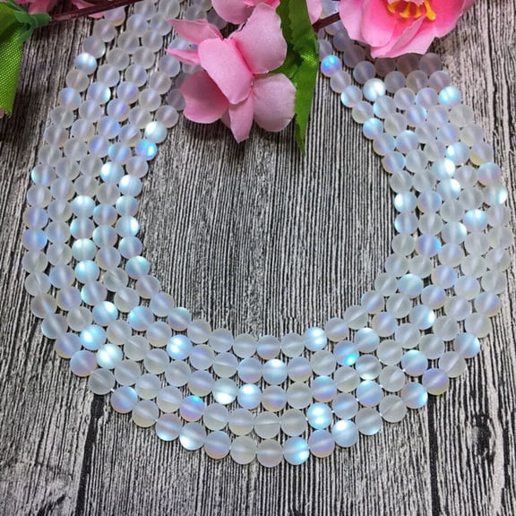 Rainbow Moonstone Beads 6mm Round White Iridescent Loose For DIY Jewelry Making 15 Inch Strand