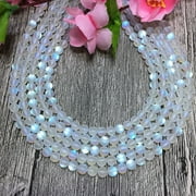 Rainbow Moonstone Beads 6mm Round White Iridescent Loose For DIY Jewelry Making 15 Inch Strand