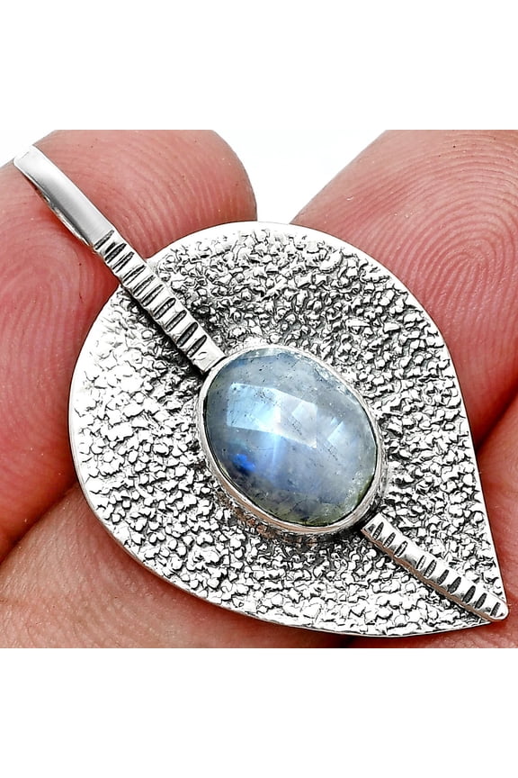 Rainbow Moonstone Checker - India 925 Sterling Silver Pendant Jewelry P-1218 SDP157435