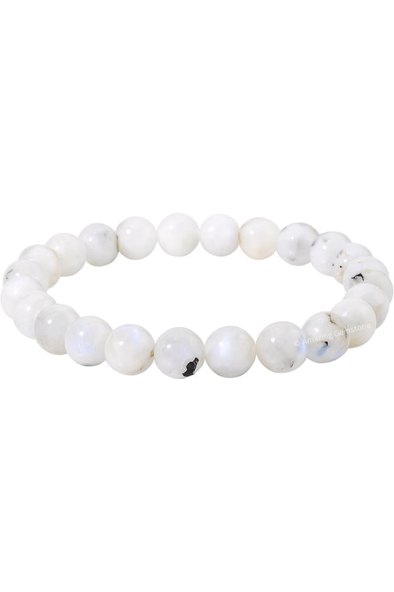 Rainbow Moonstone Crystal Bracelet - 8mm Beaded Bracelet and Healing Stones