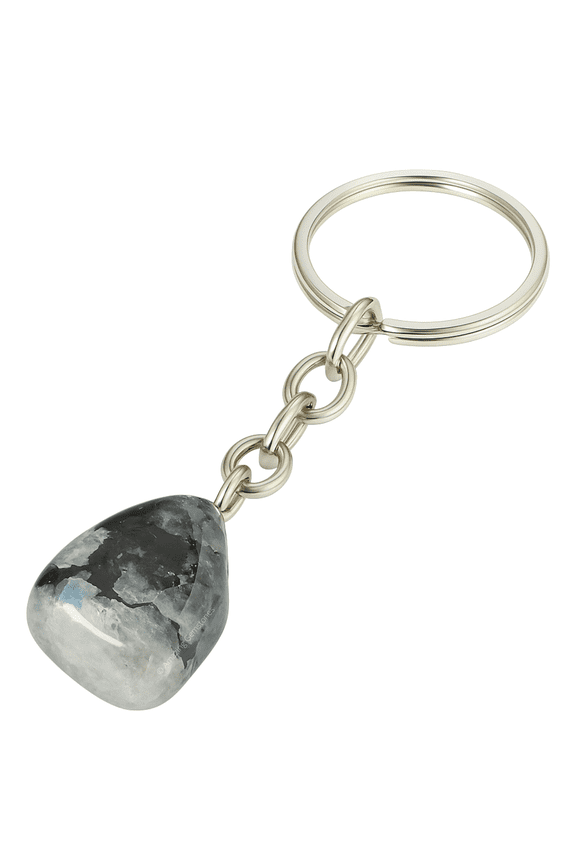 Rainbow Moonstone Crystal Car Key Holder, Tumbled Crystal Keychain