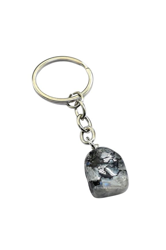 Rainbow Moonstone Crystal Car Key Holder, Tumbled Crystal Keychain