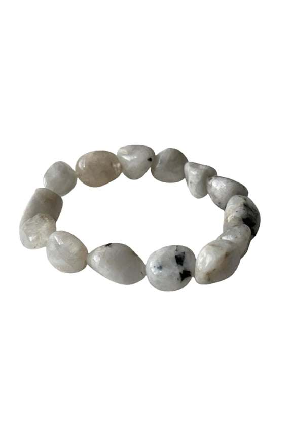 Rainbow Moonstone Crystal Nugget Bracelet, Genuine Rainbow Moonstone Tumbled Gemstone Bracelet, Gift for Men & Women