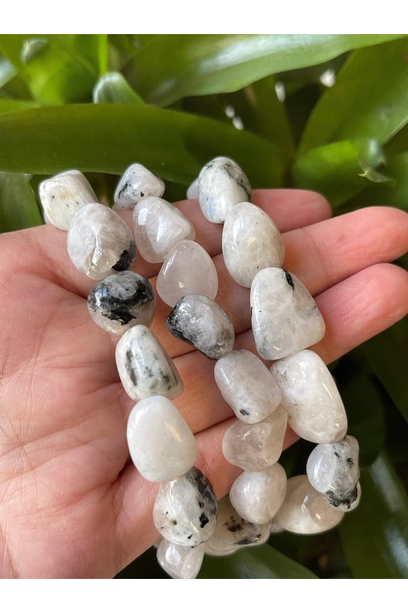 Rainbow Moonstone Crystal Nugget Bracelet, Wholesale Genuine Rainbow Moonstone Tumbled Gemstone Bracelet, Gift for Men & Women (1)