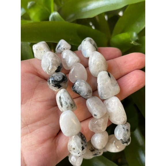 Rainbow Moonstone Crystal Nugget Bracelet, Wholesale Genuine Rainbow Moonstone Tumbled Gemstone Bracelet, Gift for Men & Women (2)