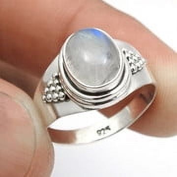Rainbow Moonstone Gemstone 925 Sterling Silver Bohemian Ring Fine Jewelry Size 7