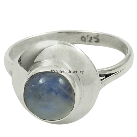 Rainbow Moonstone Gemstone Ring, 925 Sterling Silver, Statement Ring, Band Ring, Solitaire Ring, Spiritual Gifts, Valentines Day Gifts, Birthday Gifts For Men (Rainbow Moonstone, 7)