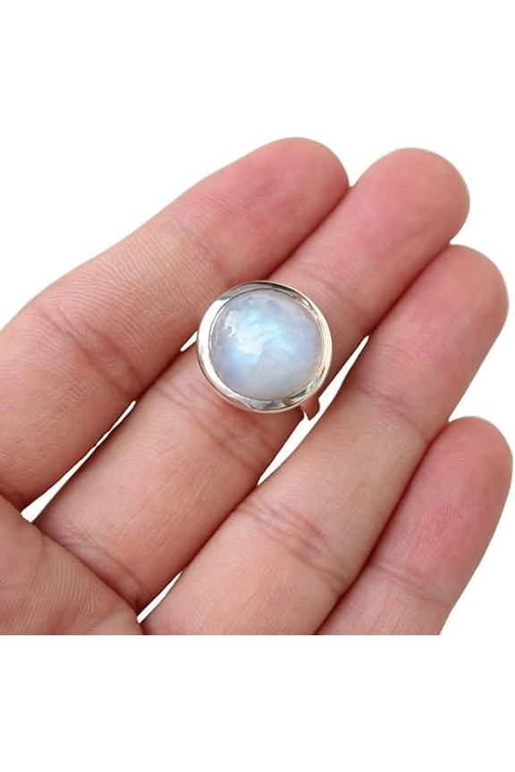 Rainbow Moonstone Gemstone Ring, Natural Rainbow Moonstone Ring, Moonstone Gypsy Ring, June Birthstone, Womens Ring, 925 Sterling Silver, Bohemian Ring, Designer Handmade Jewelry, Christmas