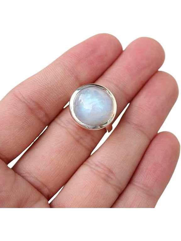 Rainbow Moonstone Gemstone Ring, Natural Rainbow Moonstone Ring, Moonstone Gypsy Ring, June Birthstone, Womens Ring, 925 Sterling Silver, Bohemian Ring, Designer Handmade Jewelry, Christmas