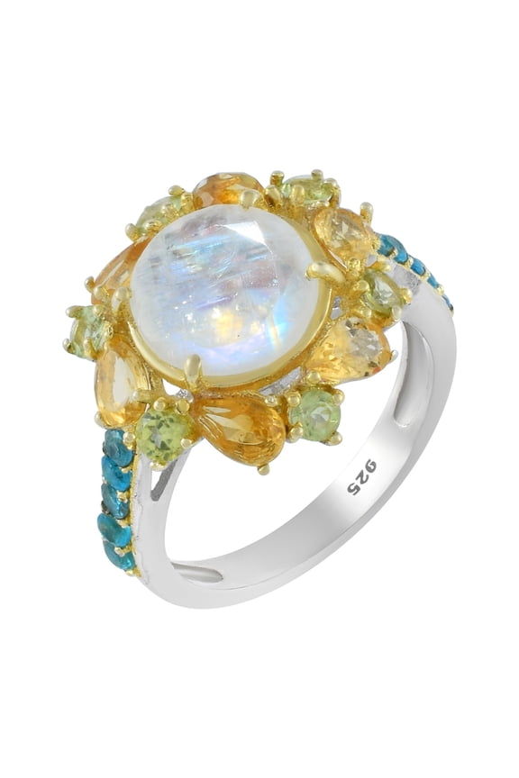 Rainbow Moonstone Gemstone Ring