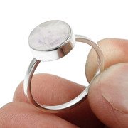 Rainbow Moonstone Gemstone Solid 925 Silver Birthday Band Ring Jewelry Size 8