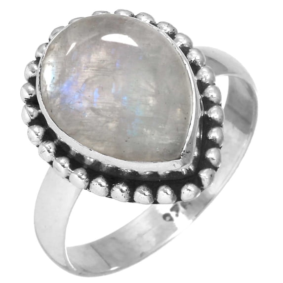 Rainbow Moonstone Handcrafted Ring Solid 925 Sterling Silver