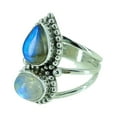 thumbnail image 1 of Rainbow Moonstone, Labradorite 925 Solid Sterling Silver Handmade Women Statement Ring size 10.5, 1 of 10