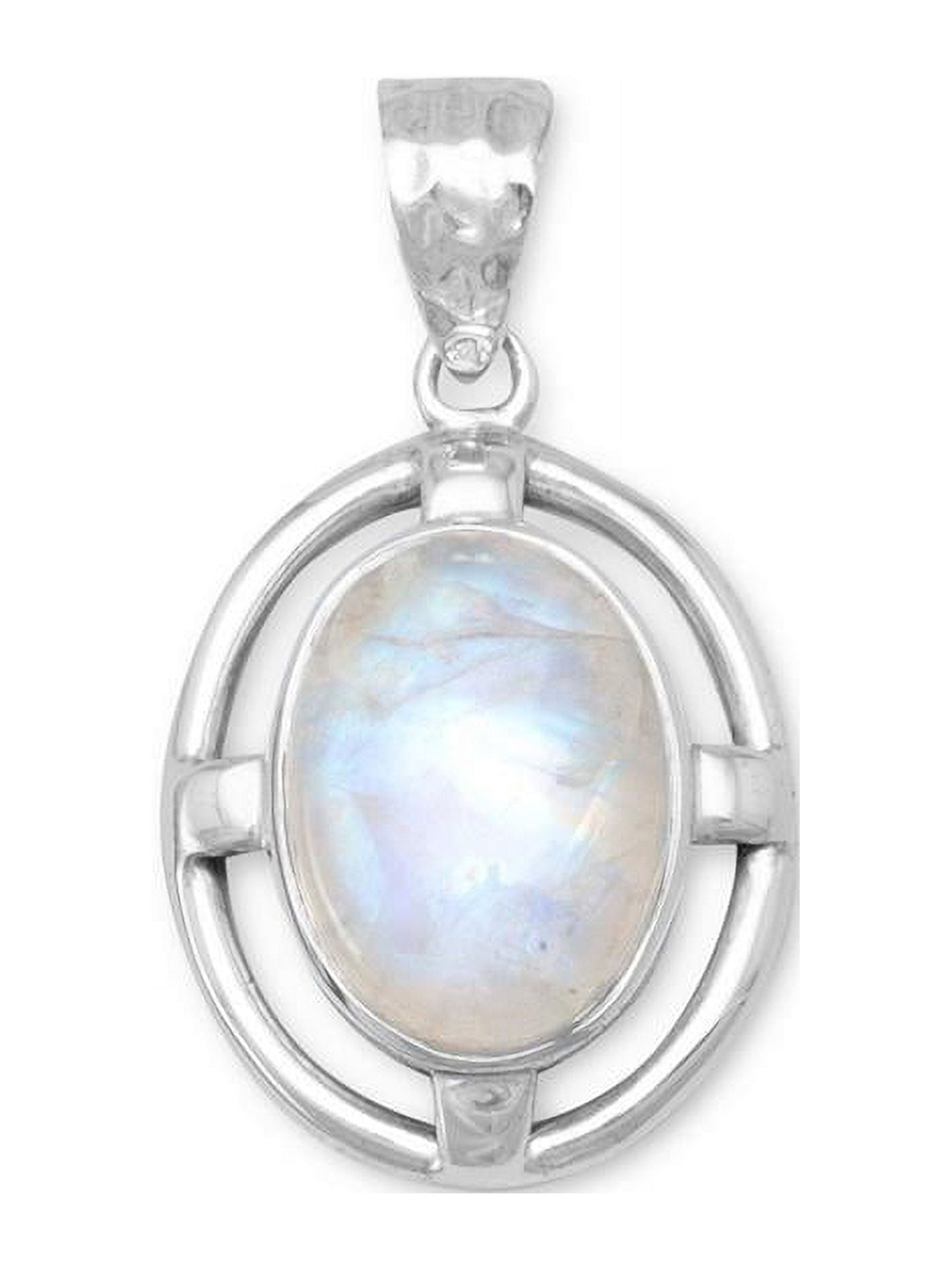 Rainbow Moonstone Oval Pendant Sterling Silver, Pendant Only