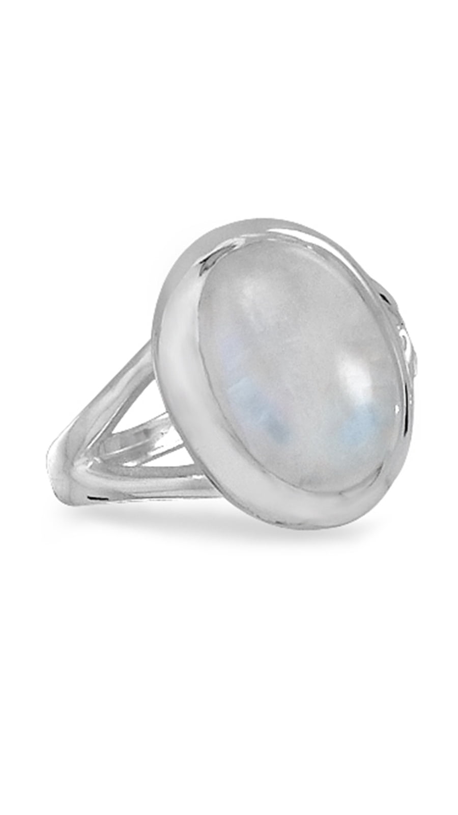 Rainbow Moonstone Oval Polished Sterling Silver Ring Rainbow Moonstone Oval Polished Sterling Silver Ring