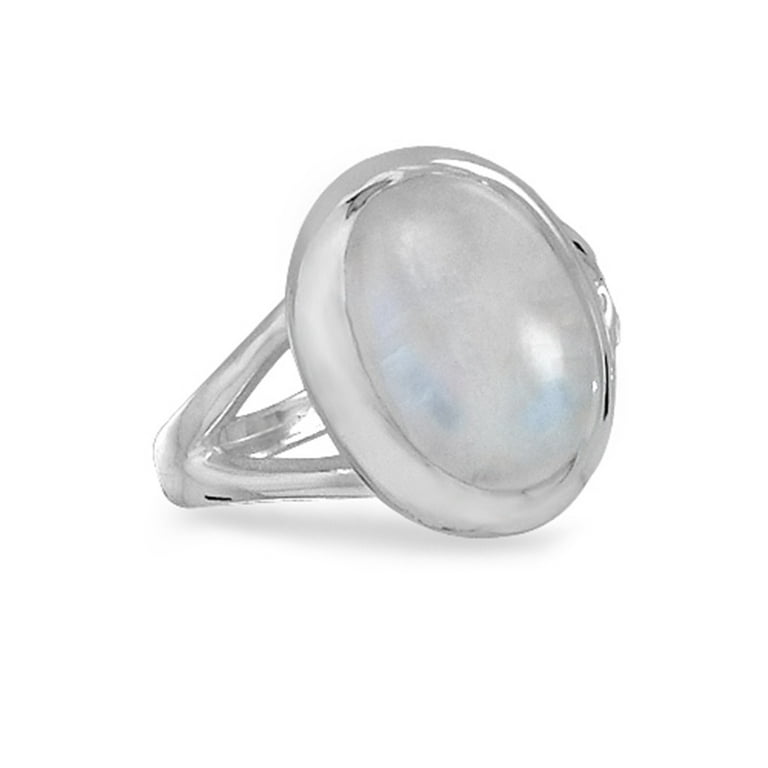 Rainbow Moonstone Oval Polished Sterling Silver Ring Rainbow Moonstone Oval Polished Sterling Silver Ring