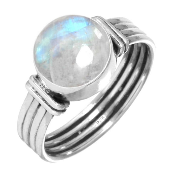 Rainbow Moonstone Ring 925 Sterling Silver Handmade Jewelry
