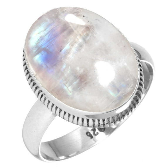 Rainbow Moonstone Ring 925 Sterling Silver Handmade Jewelry