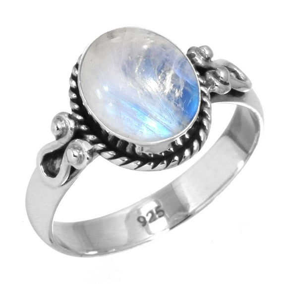 Rainbow Moonstone Ring 925 Sterling Silver Handmade Jewelry