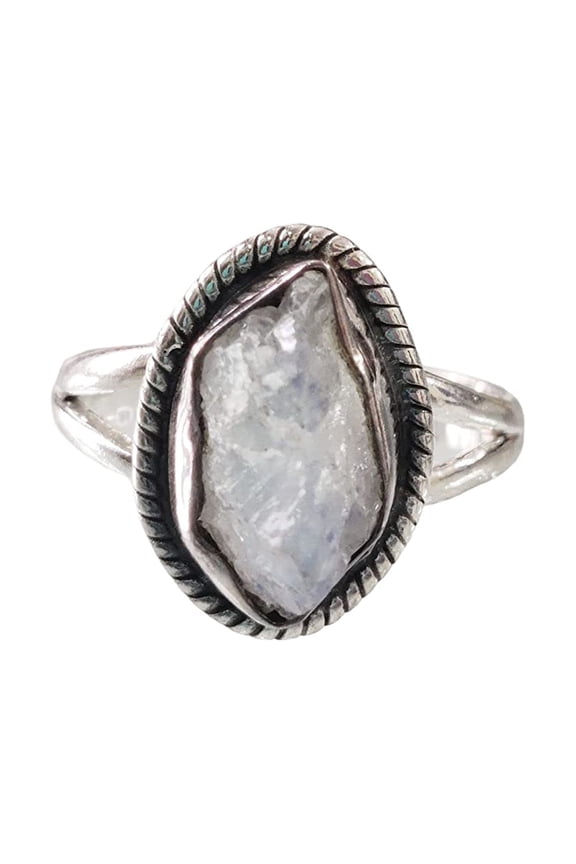 Rainbow Moonstone Ring, Rough Moonstone Gemstone Ring, June Birthstone, Bohemian Band, 925 Sterling Silver, Womens Ring, Christmas, Thanksgiving, Handmade, Statement Jewelry, Rough Gemstone Jewelry