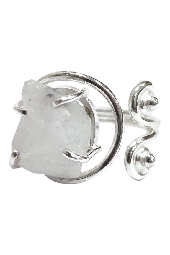 Rainbow Moonstone Ring, Rough Moonstone Gemstone Ring, June Birthstone, Designer, 925 Sterling Silver, Womens Ring, Christmas, Thanksgiving, Handmade, Statement Jewelry, Rough Adjustable Jewelry