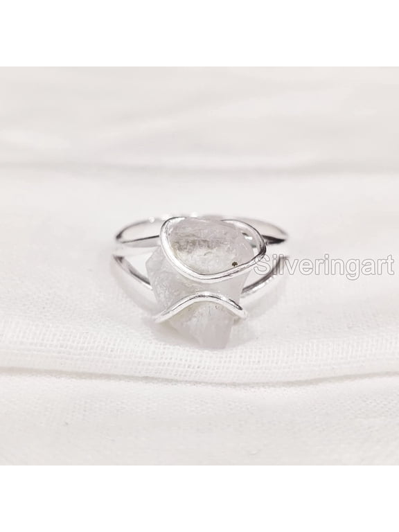 Rainbow Moonstone Ring, Rough Moonstone Gemstone Ring, June Birthstone, Wire Band, 925 Sterling Silver, Womens Ring, Christmas, Thanksgiving, Handmade, Statement Jewelry, Rough Gemstone Jewelry