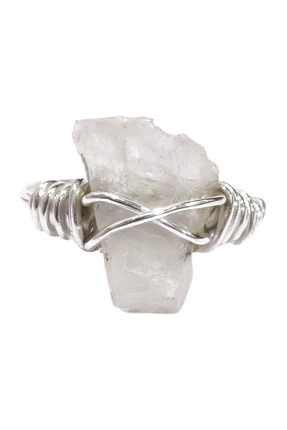 Rainbow Moonstone Ring, Rough Moonstone Gemstone Ring, June Birthstone, Wire Band, 925 Sterling Silver, Womens Ring, Christmas, Thanksgiving, Handmade, Statement Jewelry, Rough Gemstone Jewelry