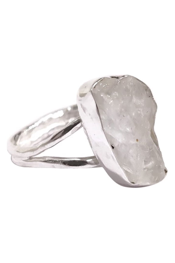 Rainbow Moonstone Ring, Rough Moonstone Gemstone Ring, June Birthstone, Hammered, 925 Sterling Silver, Womens Ring, Christmas, Thanksgiving, Handmade, Statement Jewelry, Rough Gemstone Jewelry