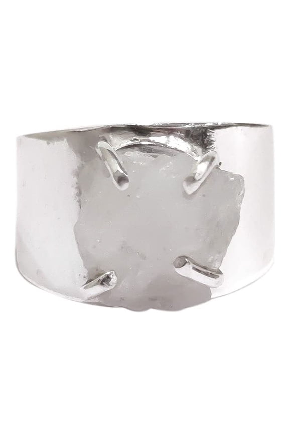 Rainbow Moonstone Ring, Rough Moonstone Gemstone Ring, June Birthstone, Wide Band, 925 Sterling Silver, Womens Ring, Christmas, Thanksgiving, Handmade, Statement Jewelry, Rough Gemstone Jewelry
