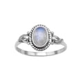 thumbnail image 1 of Rainbow Moonstone Ring with Rope and Leaf Design Sterling Silver, 1 of 2