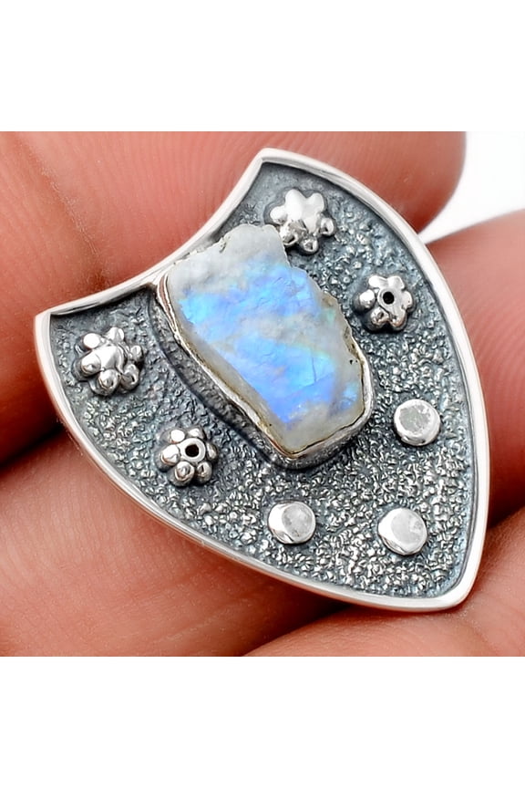 Rainbow Moonstone Rough - India 925 Sterling Silver Pendant Jewelry P-1477 SDP154576