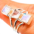 thumbnail image 1 of Rainbow Moonstone, Smoky Quartz Ring Size 6 (925 Sterling Silver)  - Handmade Boho Vintage Jewelry RING131555, 1 of 3