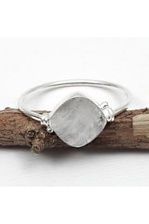 Rainbow Moonstone Stone Band Trendy Bezel Wife Ring Solid 925 Sterling Silver US 9