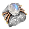 thumbnail image 1 of Rainbow Moonstone Women Jewelry 925 Sterling Silver Two Tone Ring, 1 of 4