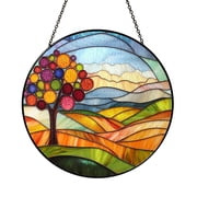 Rainbow Multicolor Stained Glass Suncatcher Window Hanging Decor, Bright Spectrum Window Ornament For Decorative Home Window Art