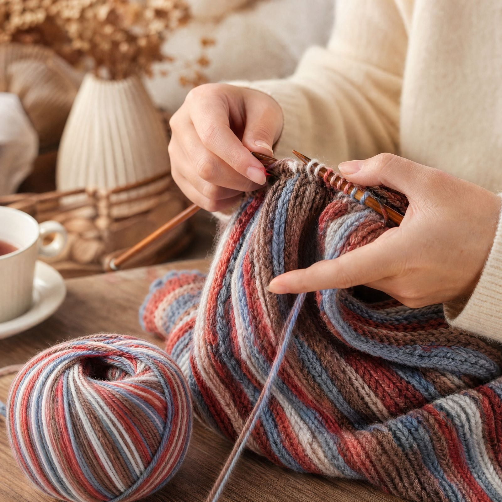 Rainbow Multicolor Variegated Medium Weight Knitting Yarn, Striped ...