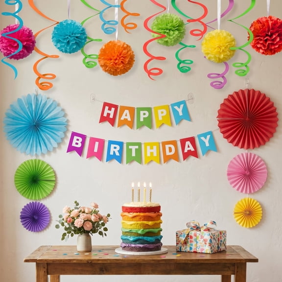 Rainbow Multicolour Birthday Party Decoration Kit 23 pcs for Kids and Adults
