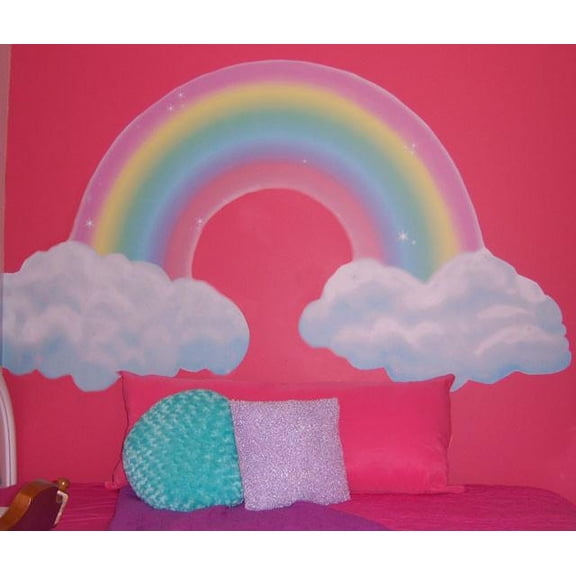 Rainbow Mural ~Pastel Rainbow Wall Mural: Pretty Girls Room Mural