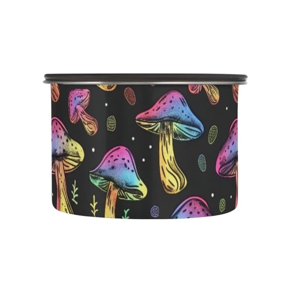 Rainbow Mushroom Airtight Coffee Bean Canister 17oz Food Storage Containers with Lids For Gournd, Tea, Sugar, Flour, Rice, Cereal, Candy Cookie Jar
