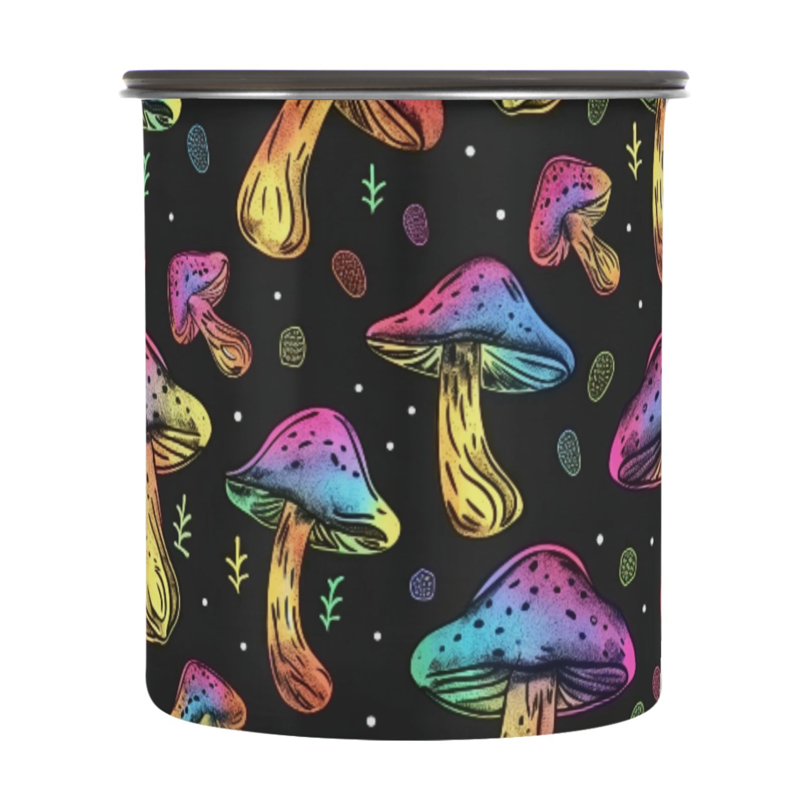 Rainbow Mushroom Airtight Coffee Bean Canister 30oz Food Storage Containers with Lids For Gournd, Tea, Sugar, Flour, Rice, Cereal, Candy Cookie Jar