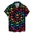 thumbnail image 1 of Rainbow Mushroom Dinosaur Hawaiian Shirt For Men Dinosaur Tie Dye Mens Hawaiian Shirts Short Sleeve Button Down Shirt Men, 1 of 7