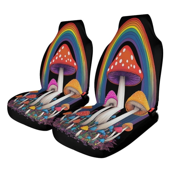 Rainbow Mushroom Fantasy Car Seat Covers Front Seats Universal Fit for Cars SUV Truck Auto Interior Accessories